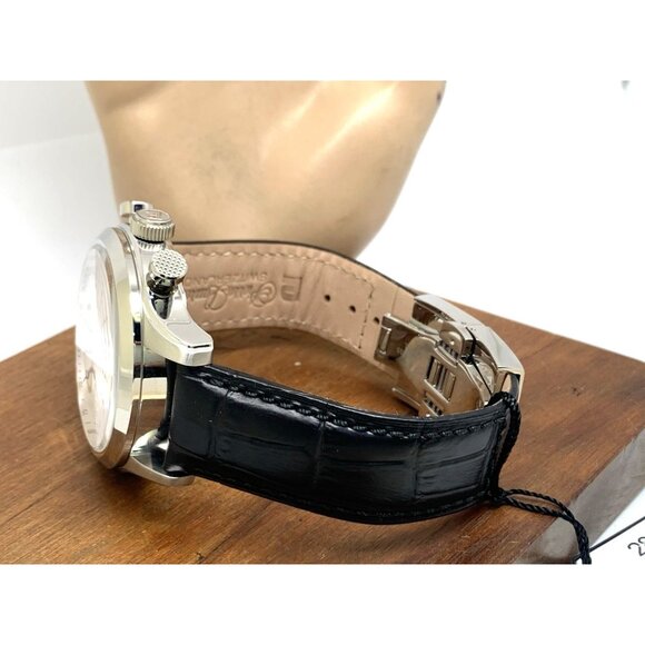 Pierre Laurent Men's Watch 28221 Chronograph Swiss Quartz Silver Dial Day Date - Picture 9 of 14